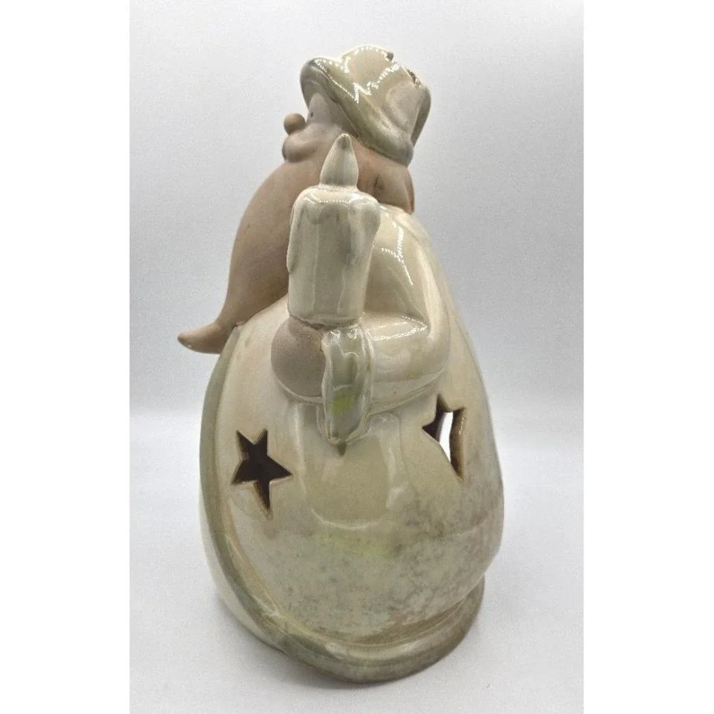 Vintage Ceramic Santa Candle‎ Holder - Rustic Christmas Decor